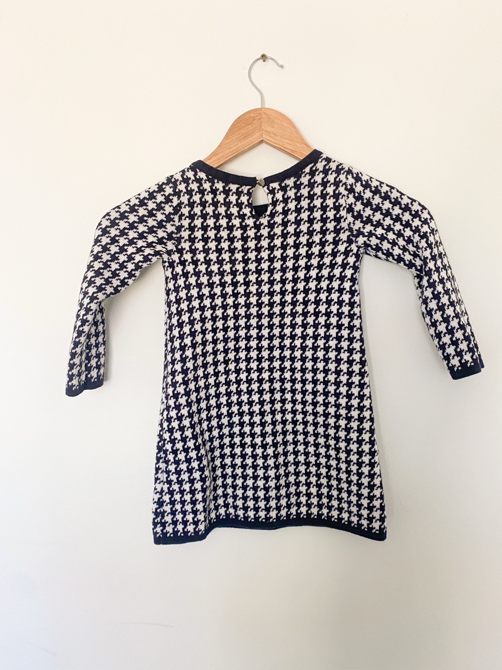 HOPE & HENRY | 100% Cotton Girls Dress | Black and White Houndstooth Dress 3T - Picture 6 of 7